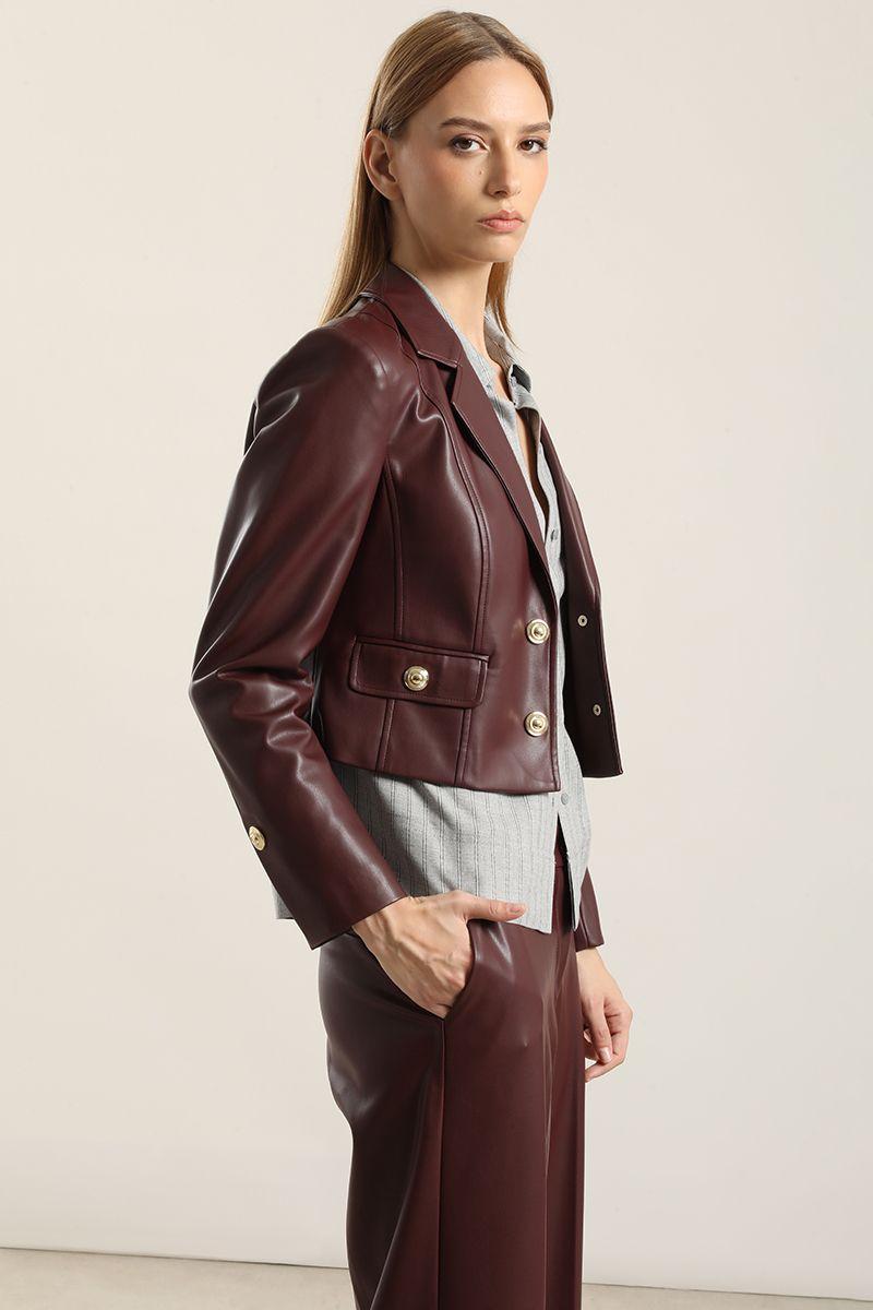 Chaqueta cropped, pespuntes, burdeo Liola-6