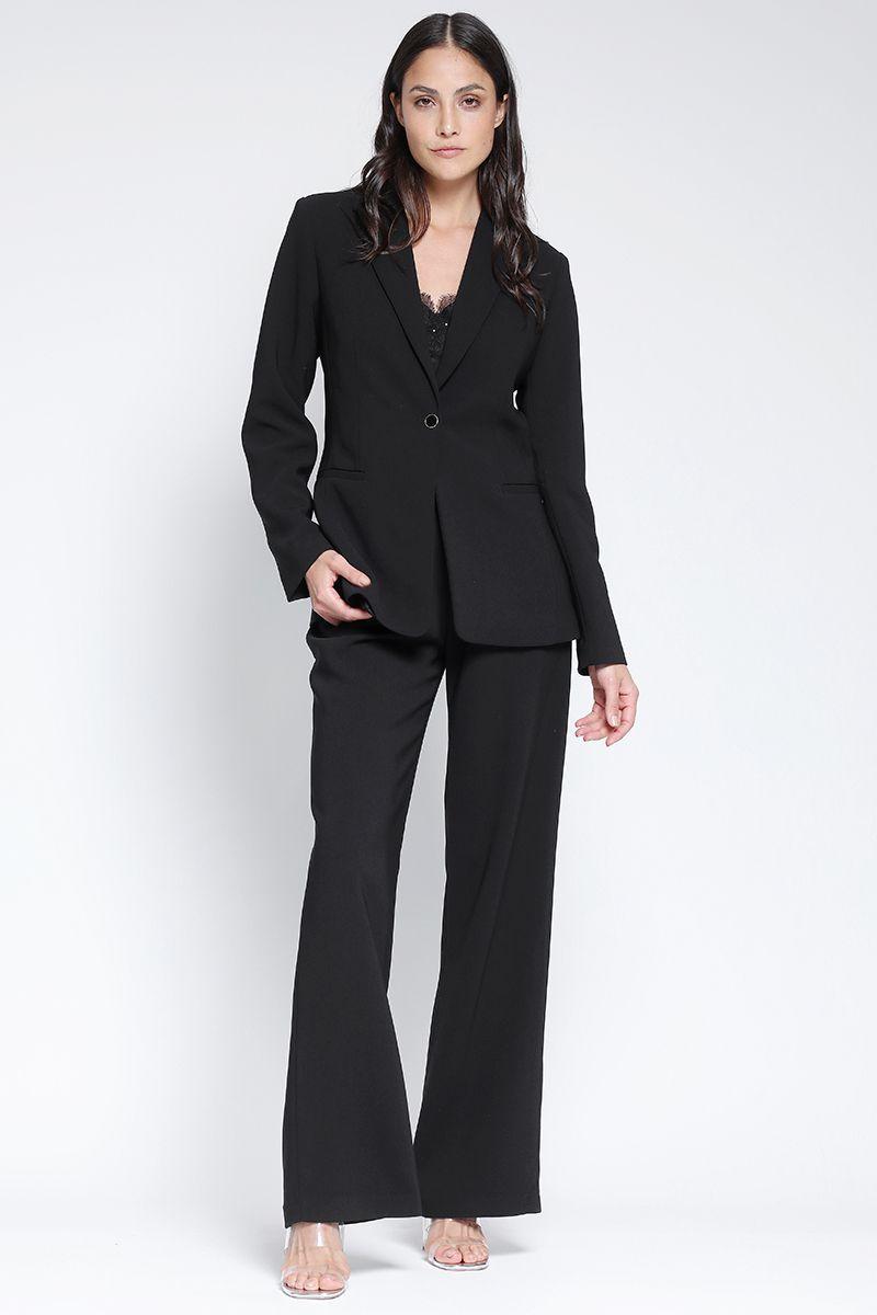 Blazer Clásico Entallado Negro Liola-2