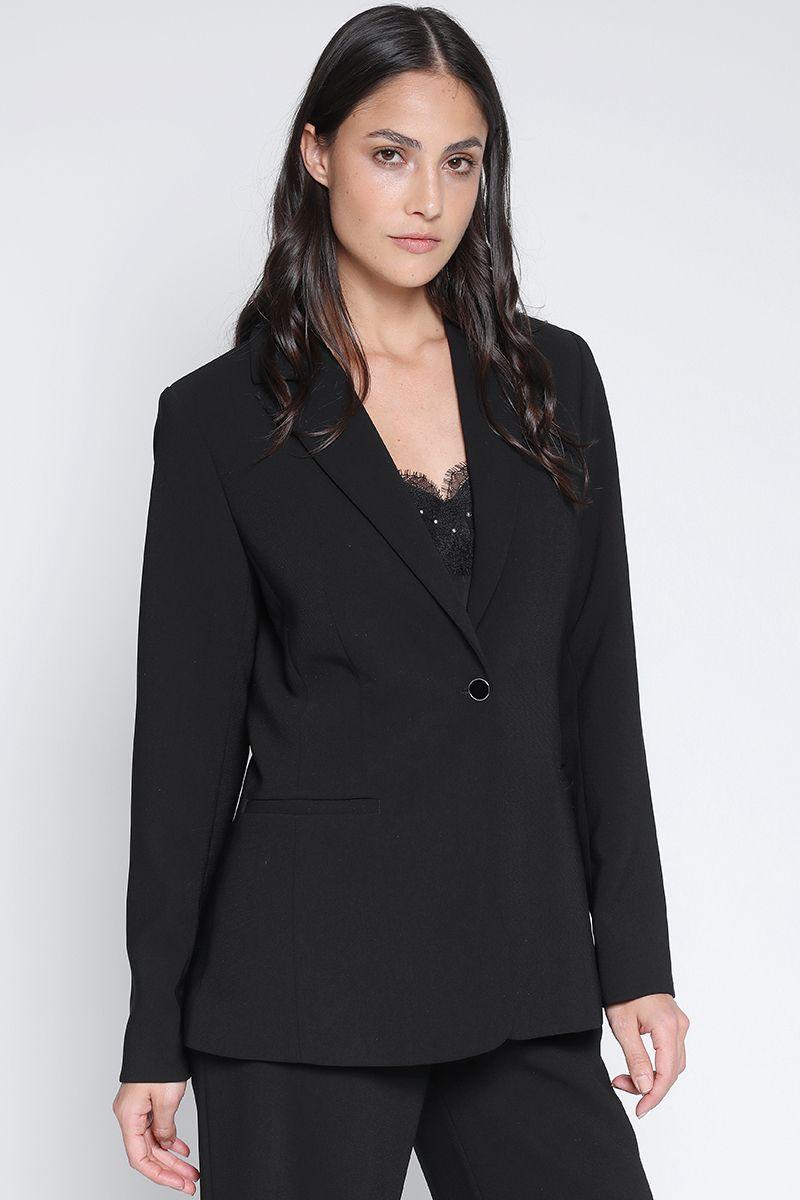 Blazer Clásico Entallado Negro Liola-3