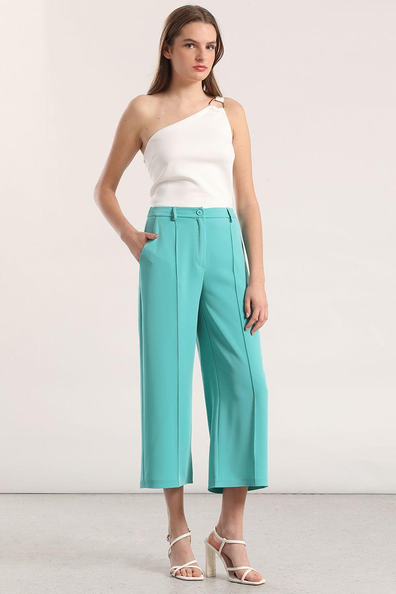 Pantalón sastre liola mujer turquesa-0