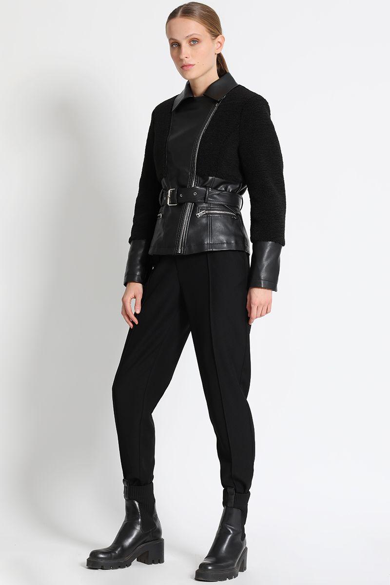 Chaqueta Biker Efecto Piel Negro Liola-3