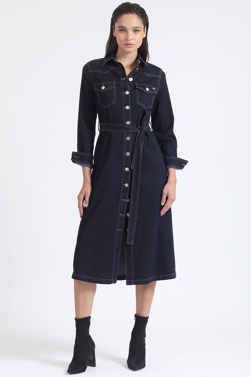 Vestido Midi Denim, Indigo Liola-2