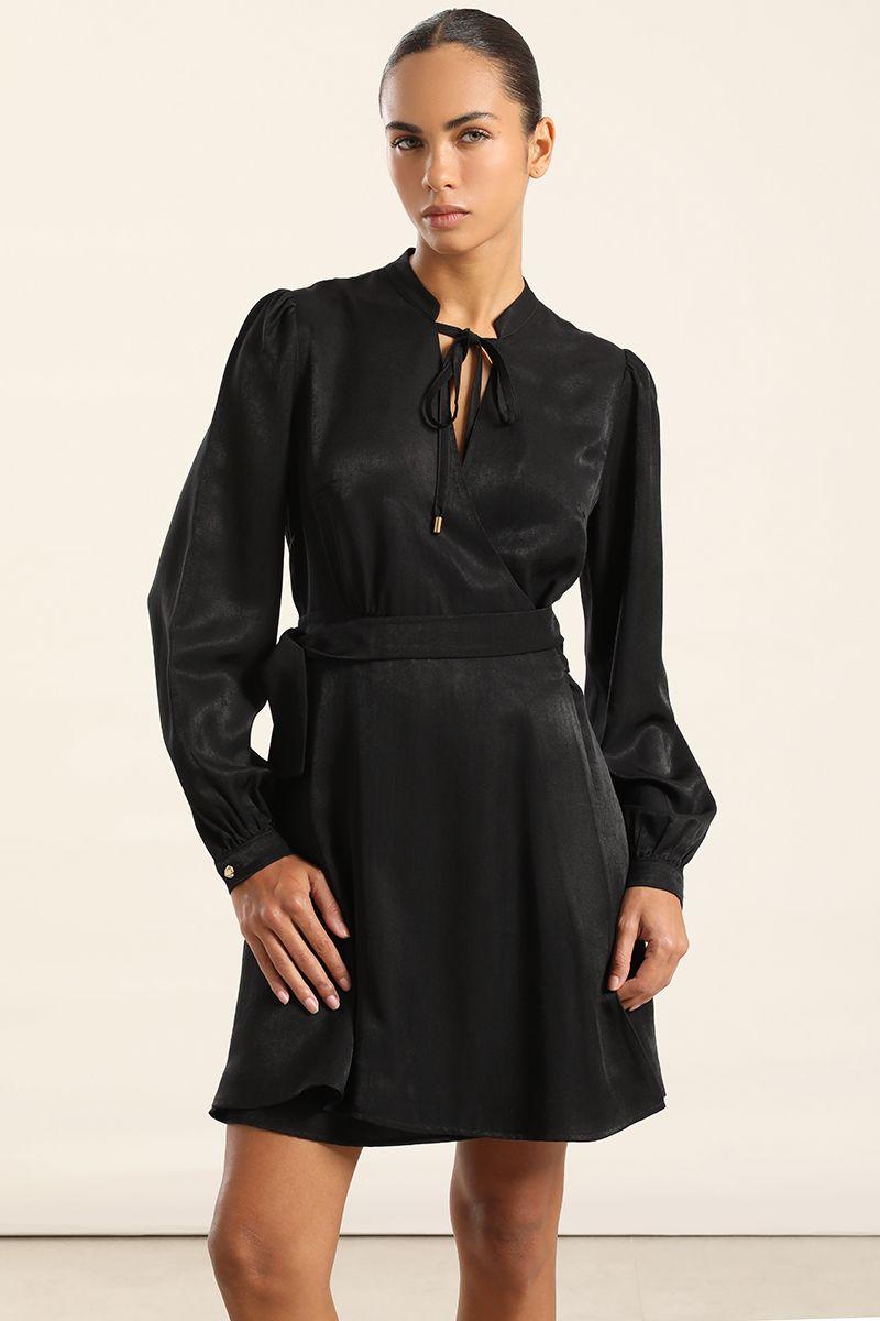 Vestido Corto Asimetrico, Negro Liola-4