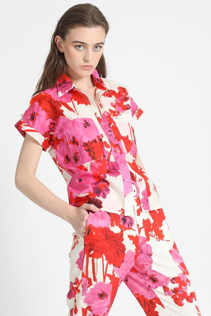 Blusa M/C Algodón Voile Estampado Rosa Liola-0