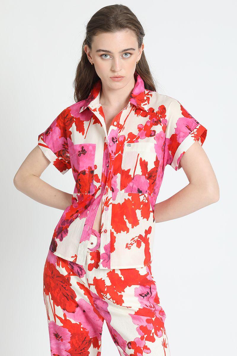 Blusa M/C Algodón Voile Estampado Rosa Liola-2