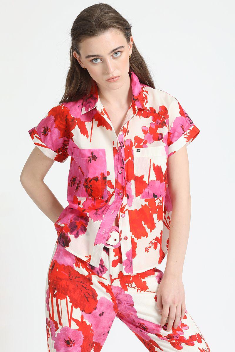Blusa M/C Algodón Voile Estampado Rosa Liola-3