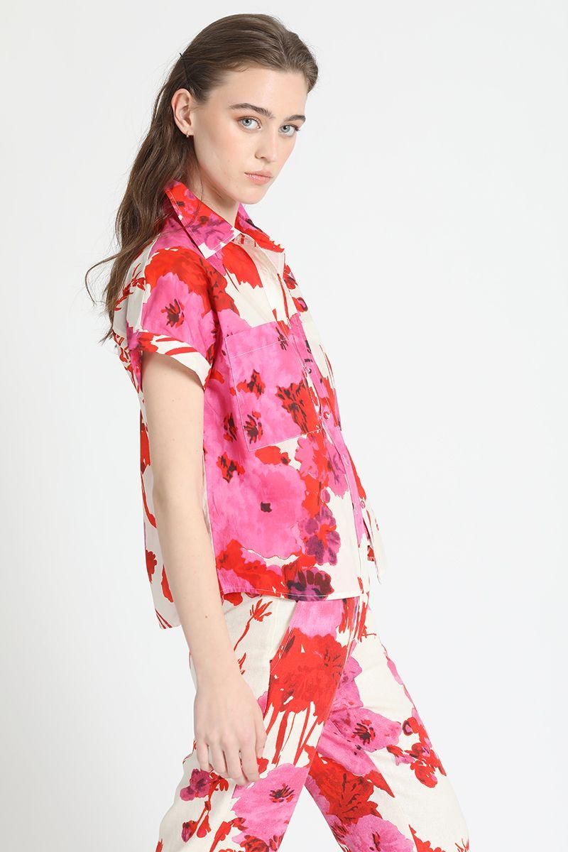 Blusa M/C Algodón Voile Estampado Rosa Liola-4