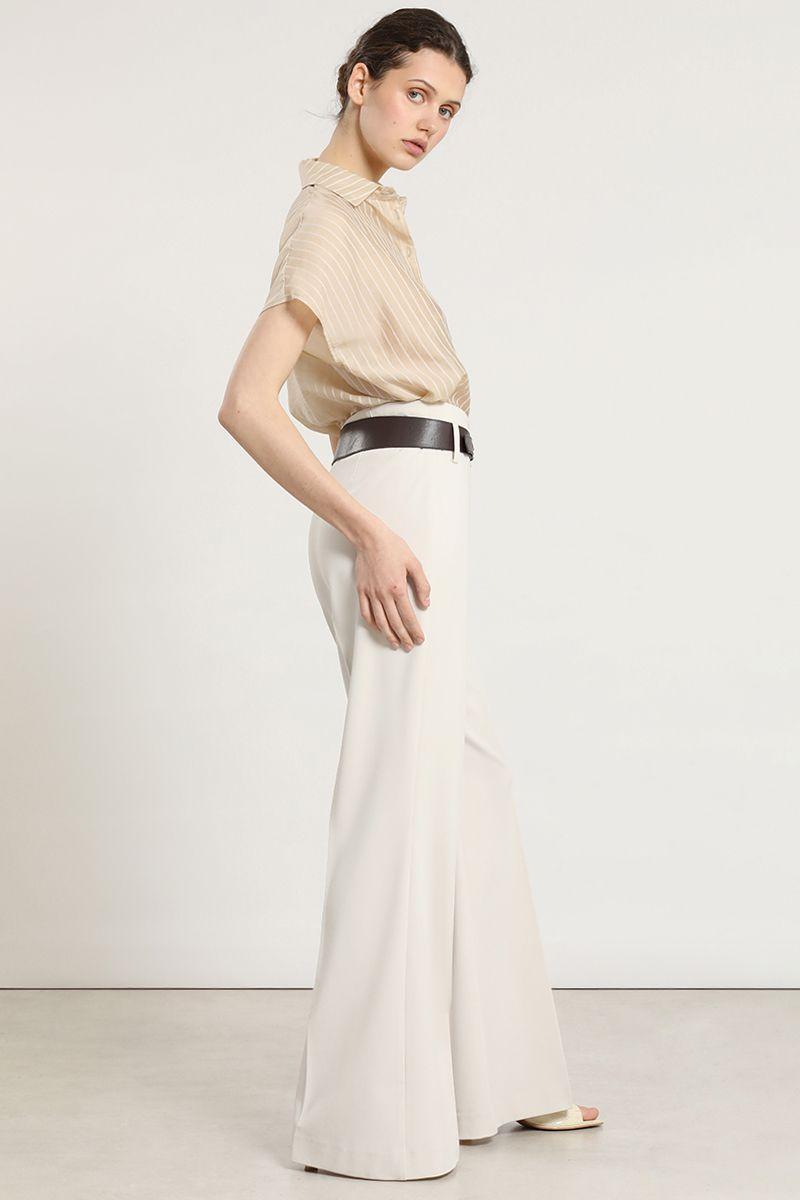 Pantalon flare con cinturon, beige Liola-2