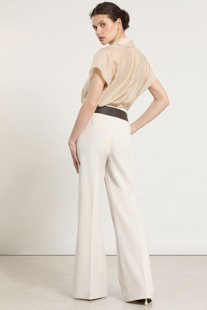 Pantalon flare con cinturon, beige Liola-3