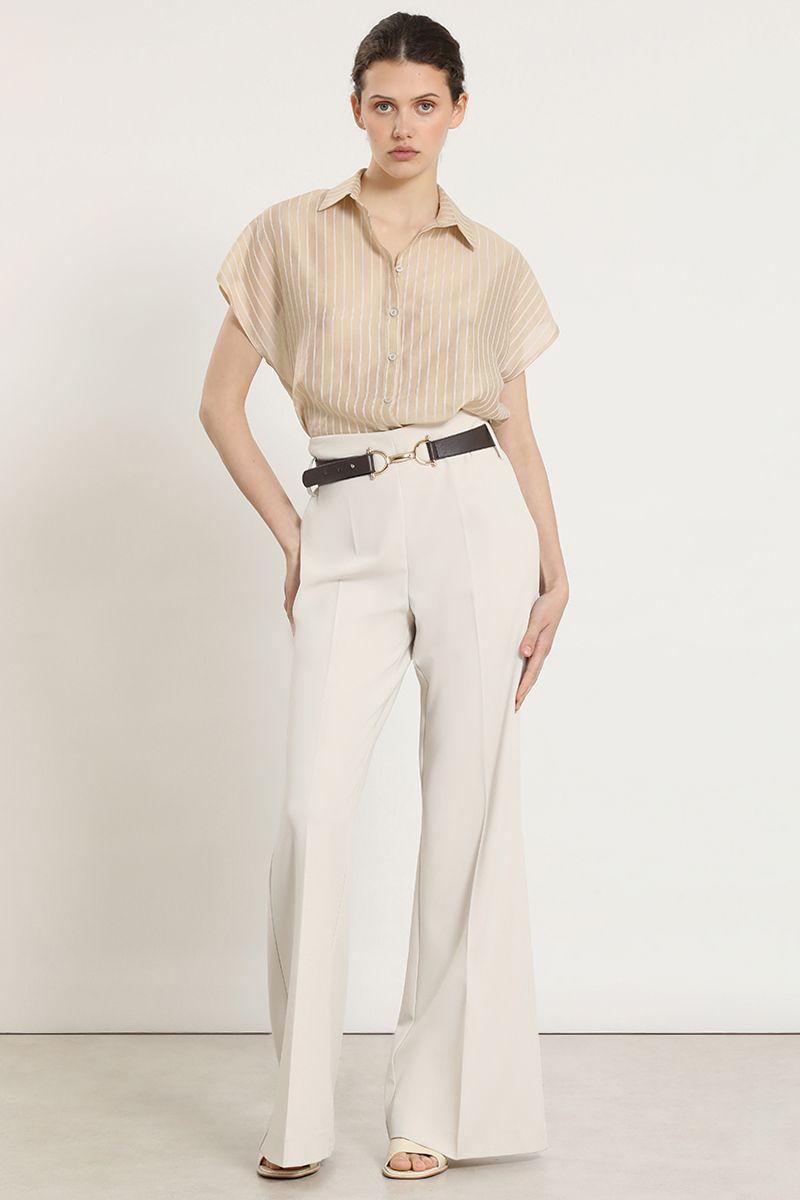 Pantalon flare con cinturon, beige Liola-4