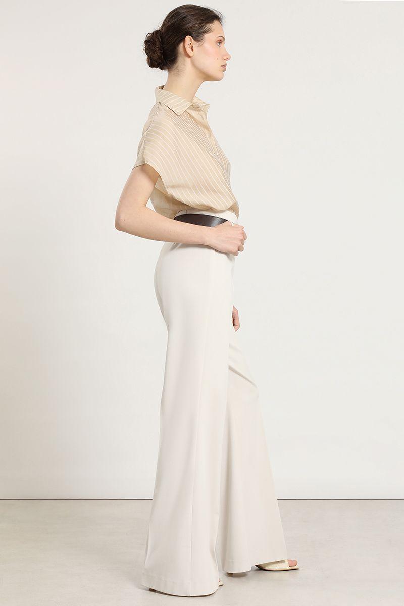 Pantalon flare con cinturon, beige Liola-5