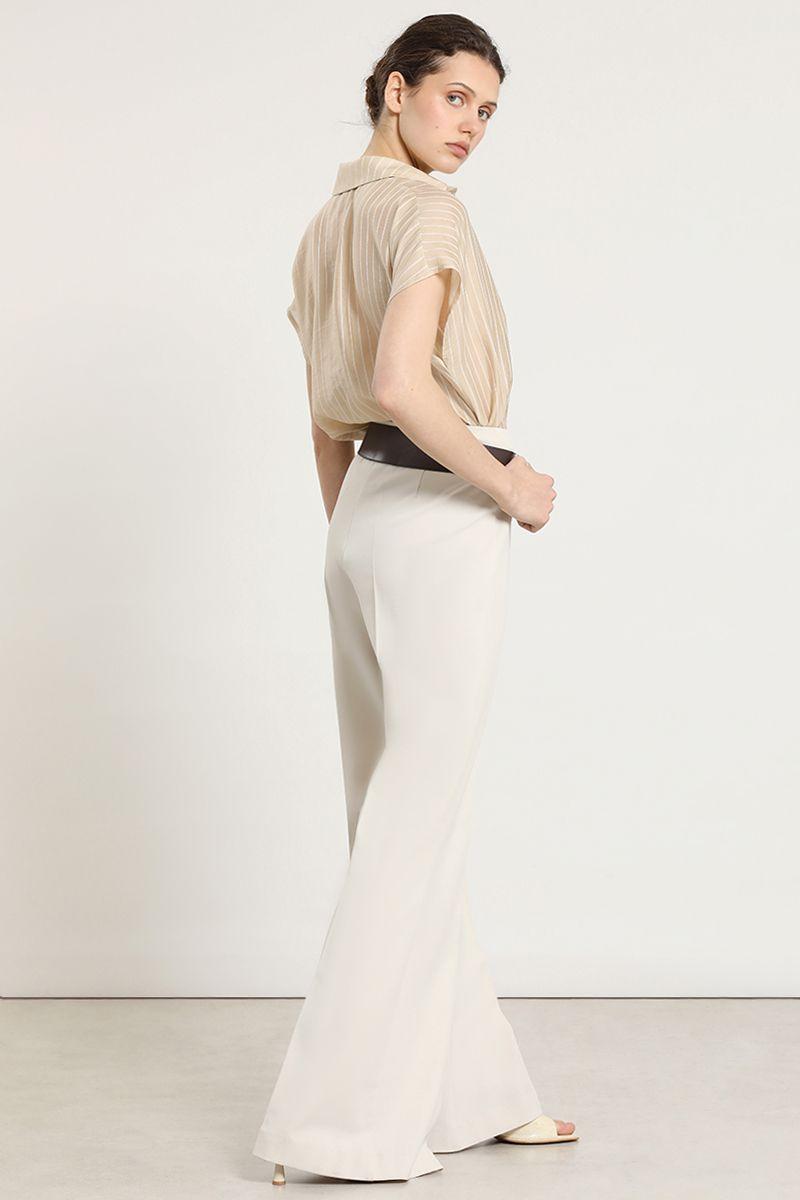 Pantalon flare con cinturon, beige Liola-6