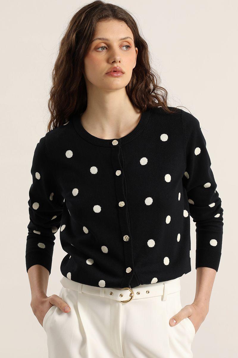 Cardigan punto lunares, azul Liola-2
