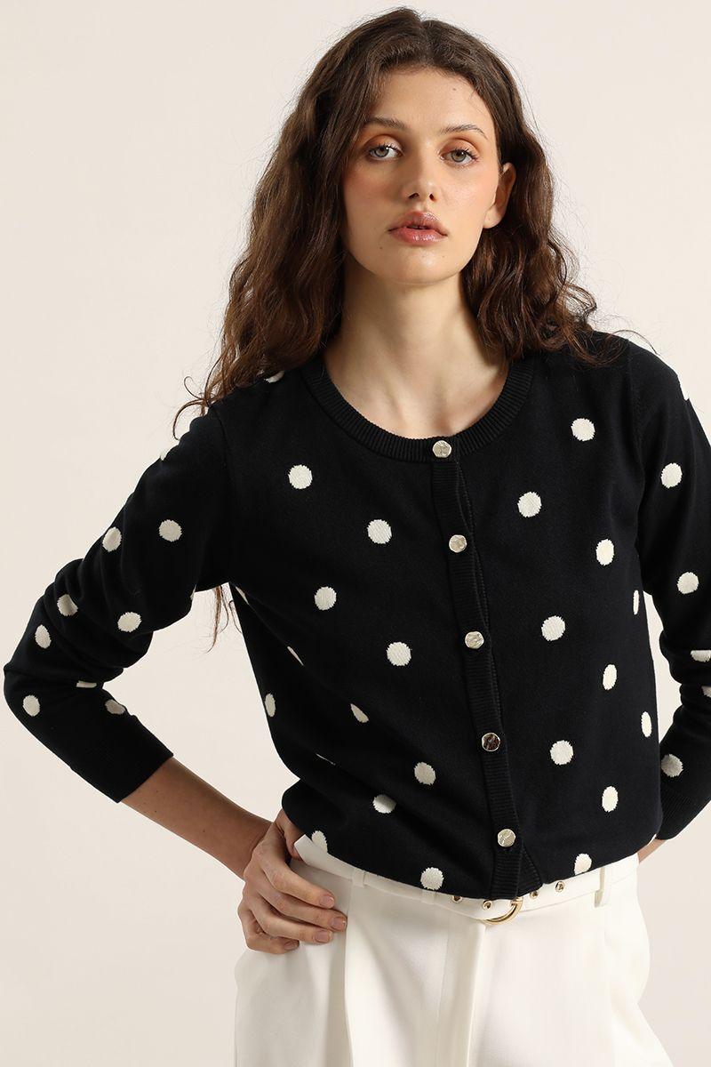 Cardigan punto lunares, azul Liola-4