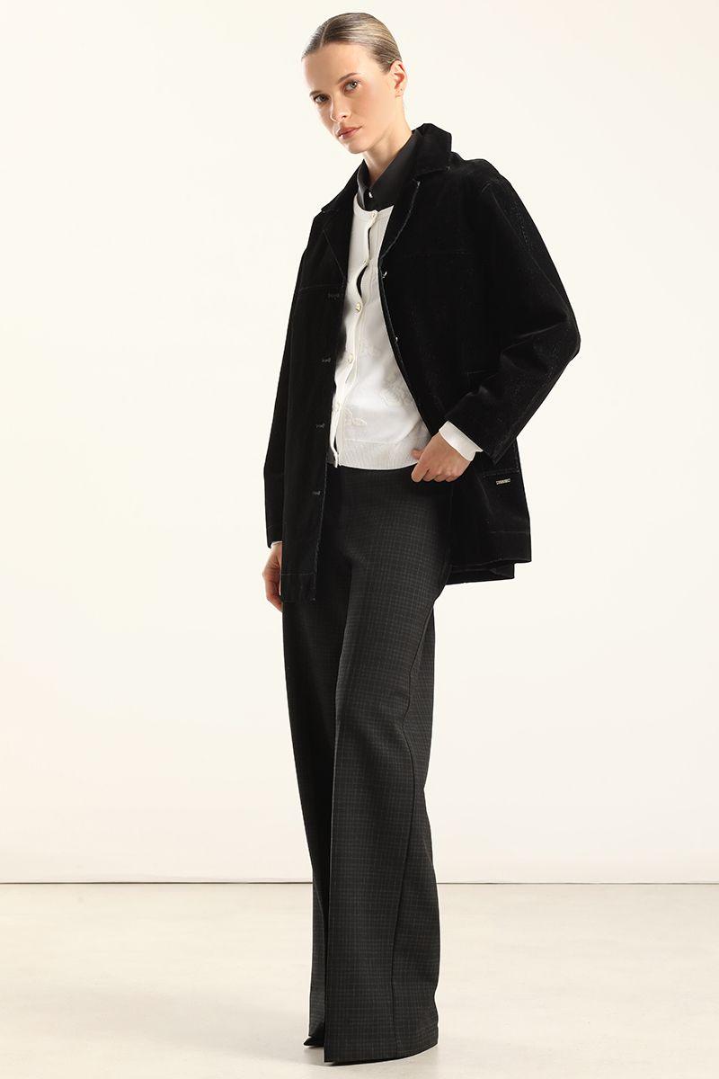 Chaqueton Gabardina Efecto Terciopelo, Negro Liola-4