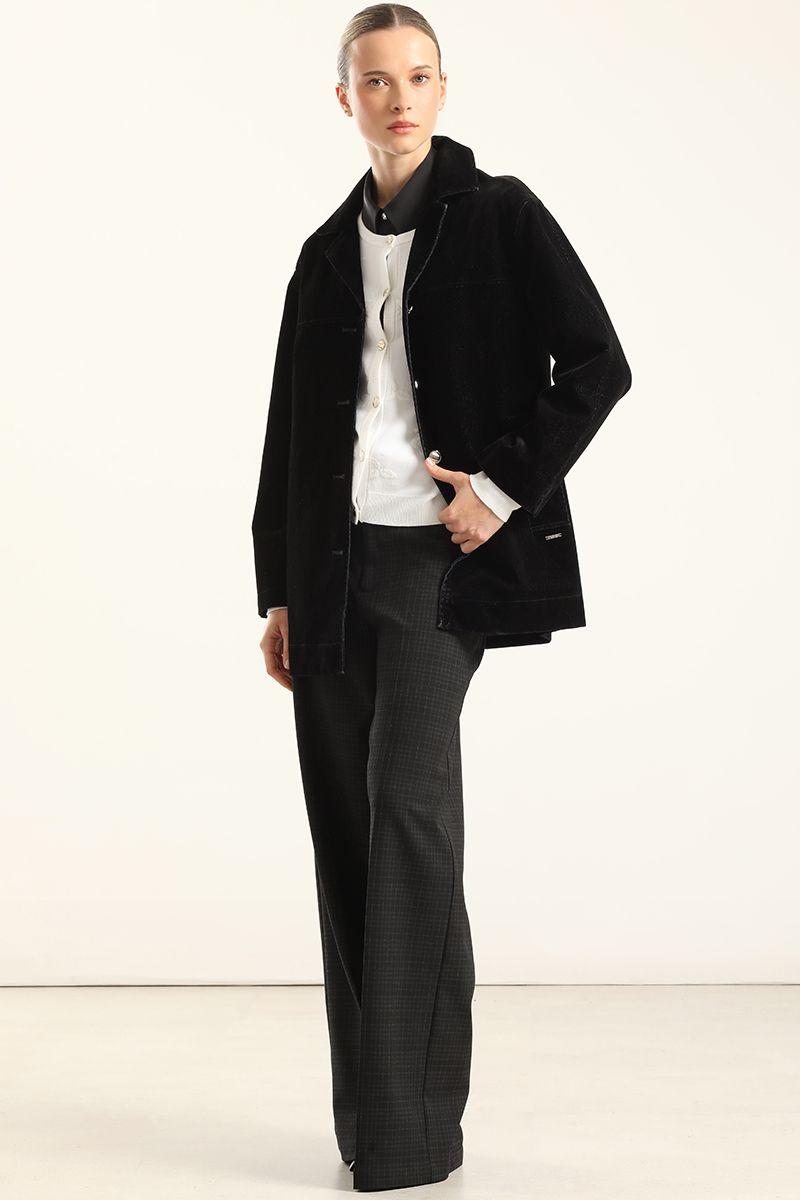 Chaqueton Gabardina Efecto Terciopelo, Negro Liola-6