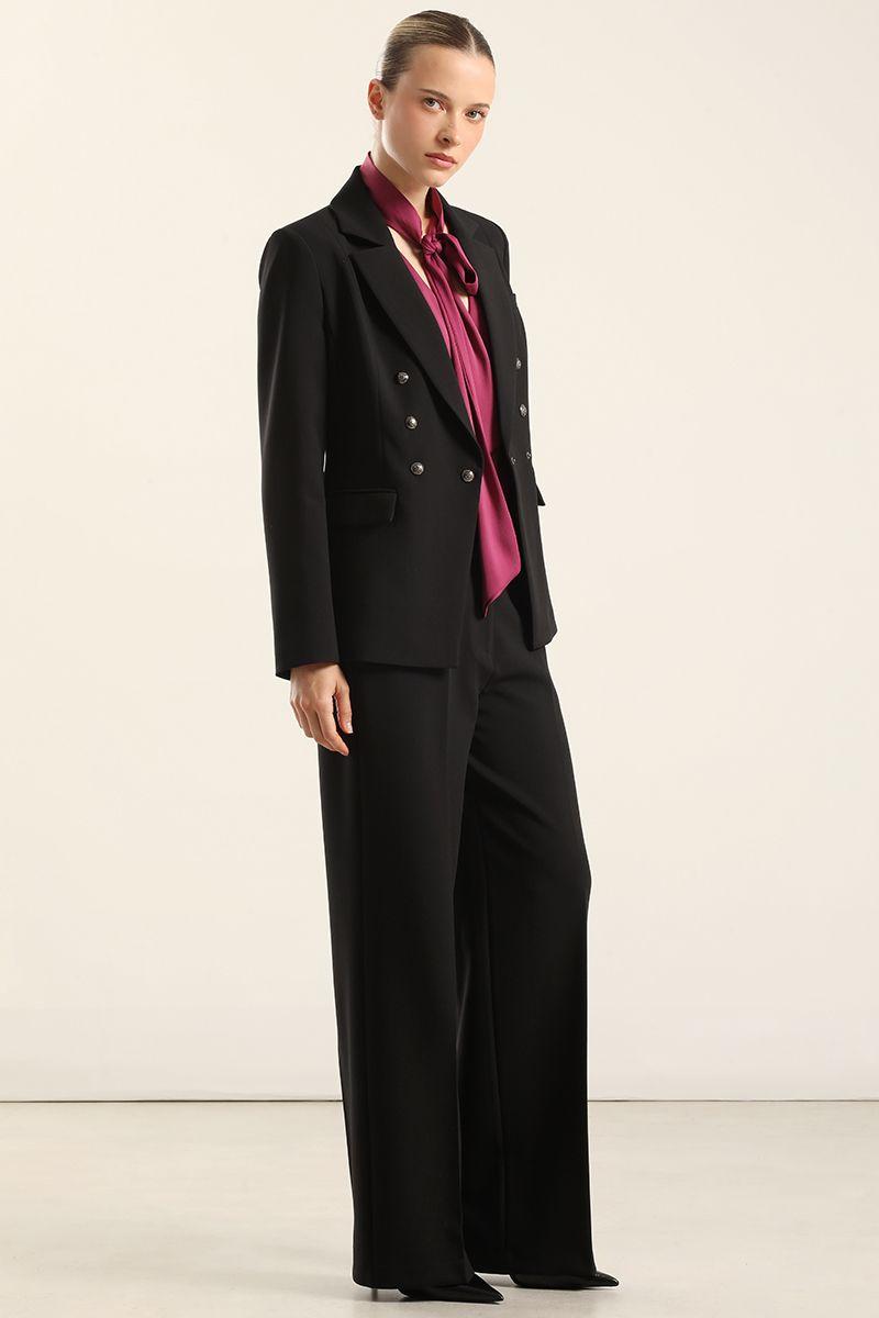 Pantalón straight, tiro alto, negro Liola-0