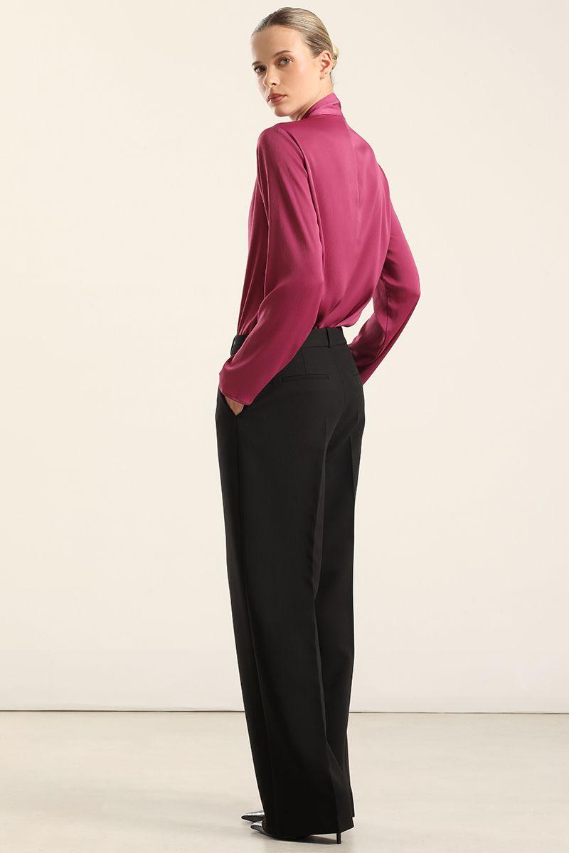 Pantalón straight, tiro alto, negro Liola-3