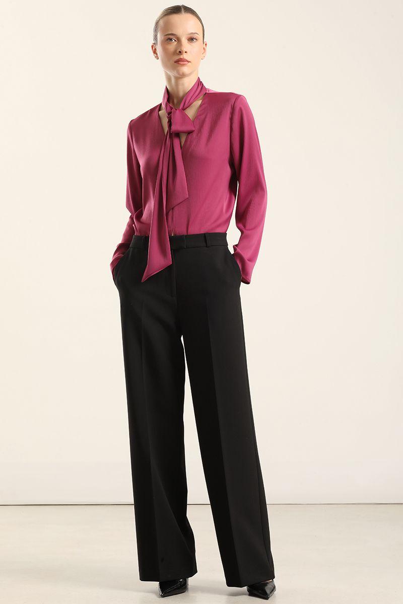 Pantalón straight, tiro alto, negro Liola-4