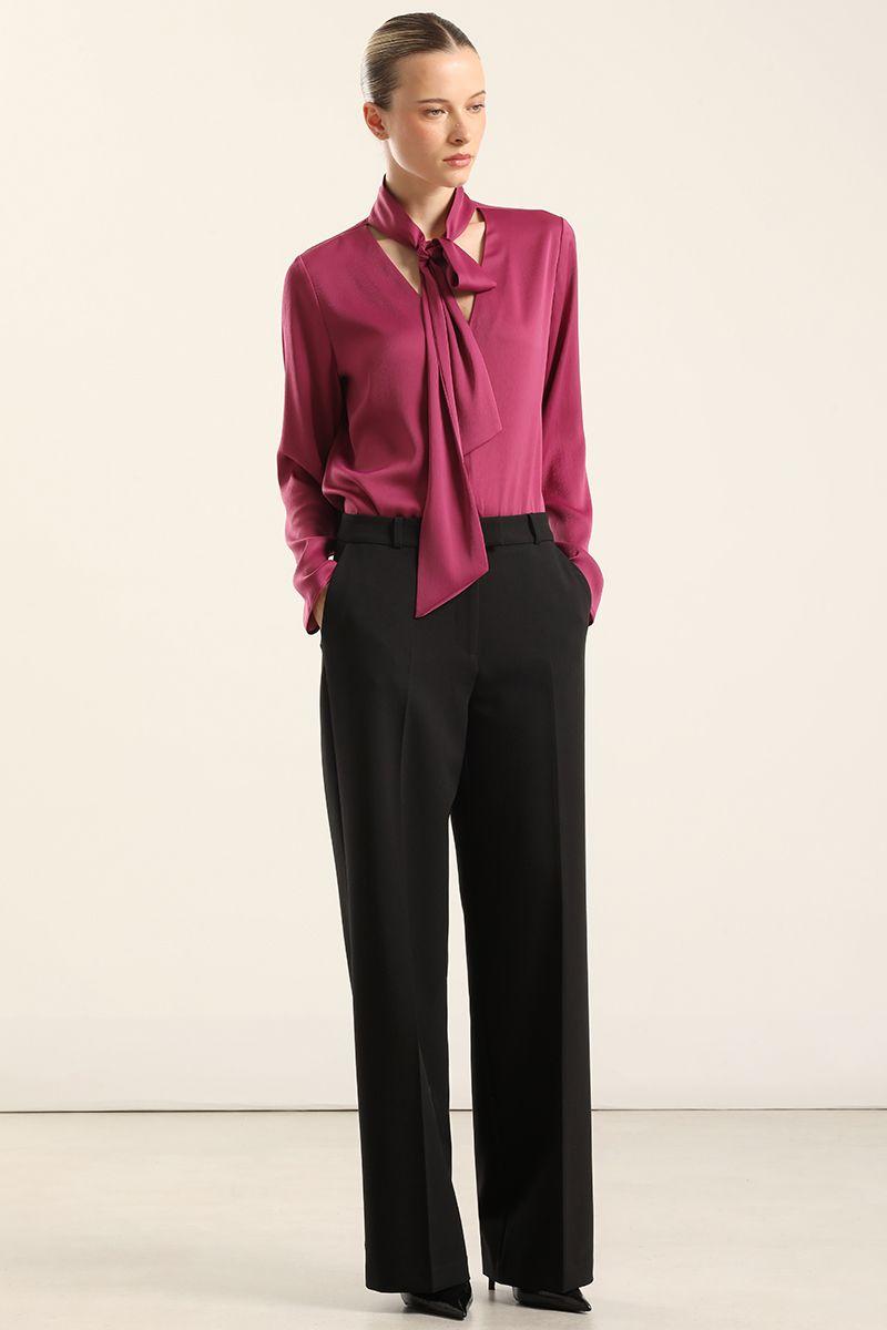 Pantalón straight, tiro alto, negro Liola-6