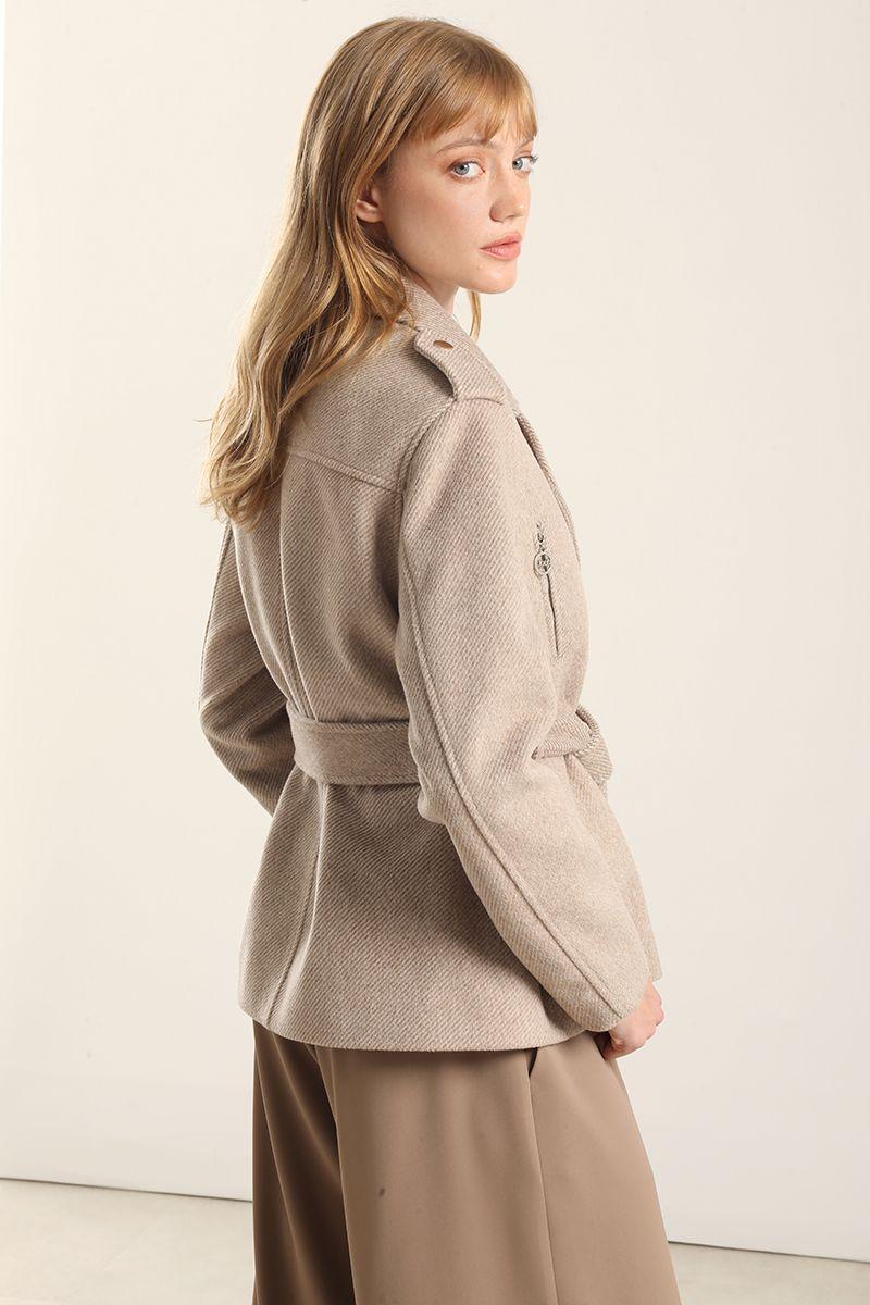 Chaqueta Biker  Muflon Fantasia, Beige Liola-3