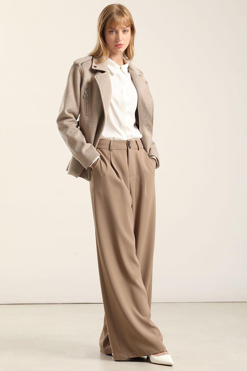 Chaqueta Biker  Muflon Fantasia, Beige Liola-5