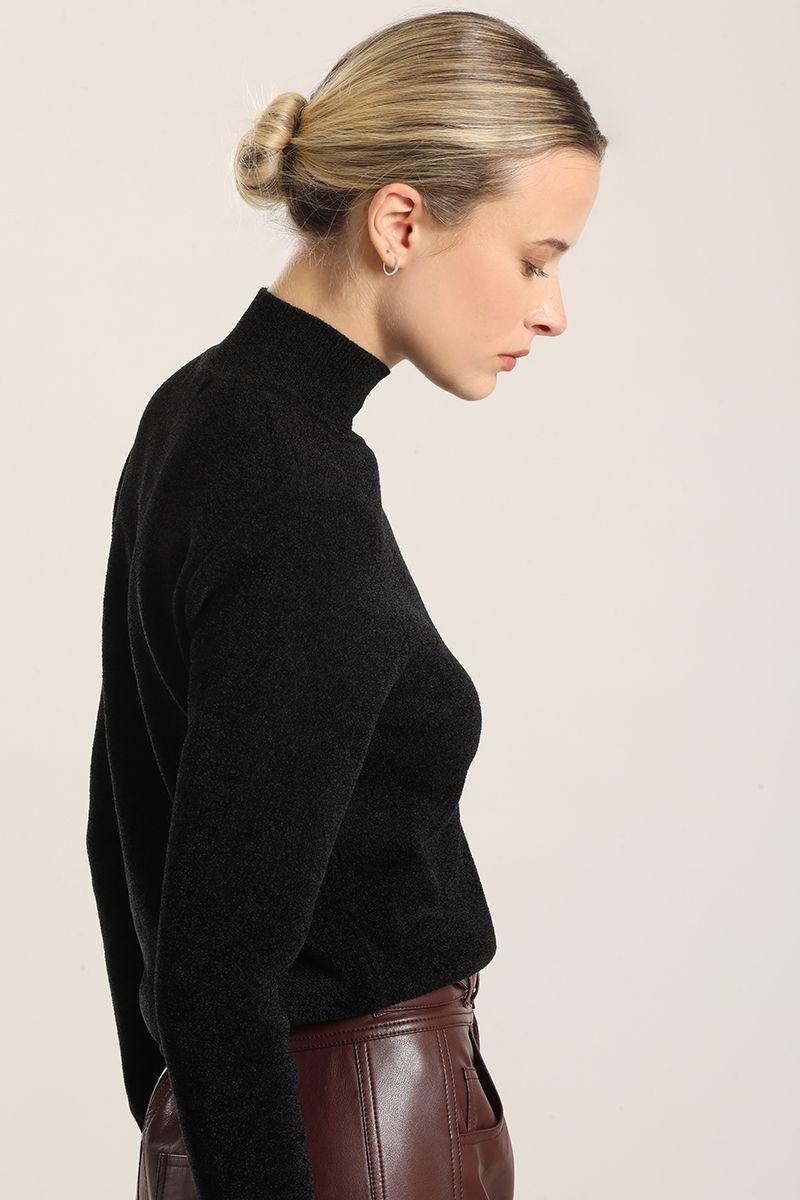 Jersey Punto Tejido Fantasia, Negro Liola-2