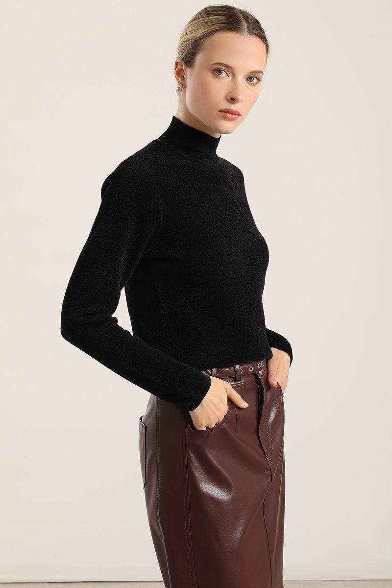 Jersey Punto Tejido Fantasia, Negro Liola-3