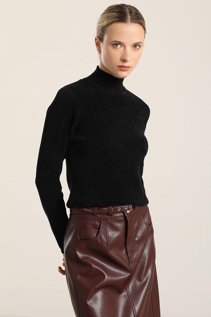 Jersey Punto Tejido Fantasia, Negro Liola-4