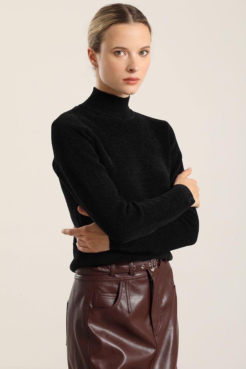 Jersey Punto Tejido Fantasia, Negro Liola-5