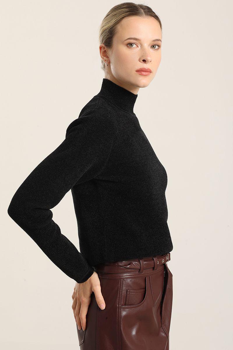 Jersey Punto Tejido Fantasia, Negro Liola-6