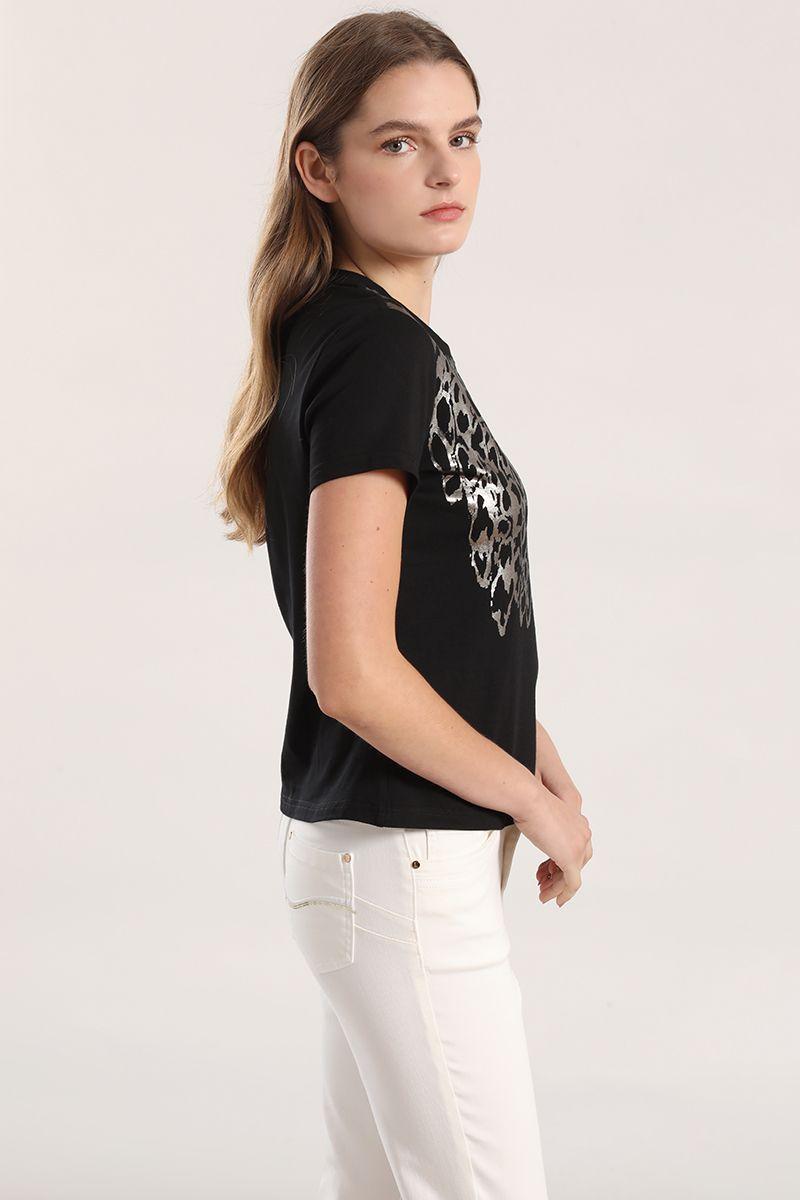 Polera estampado animal folia mujer liola negro-2
