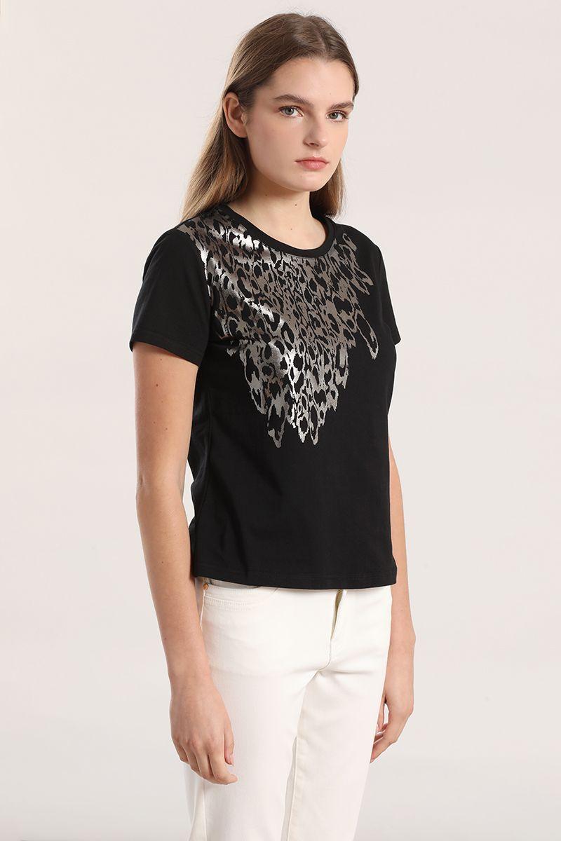 Polera estampado animal folia mujer liola negro-3