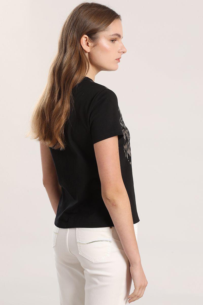 Polera estampado animal folia mujer liola negro-4