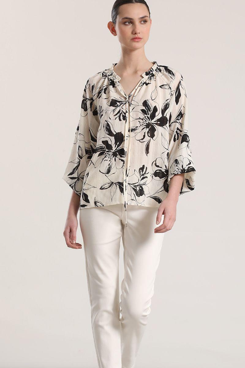Blusa estampado floral liola mujer crudo-2