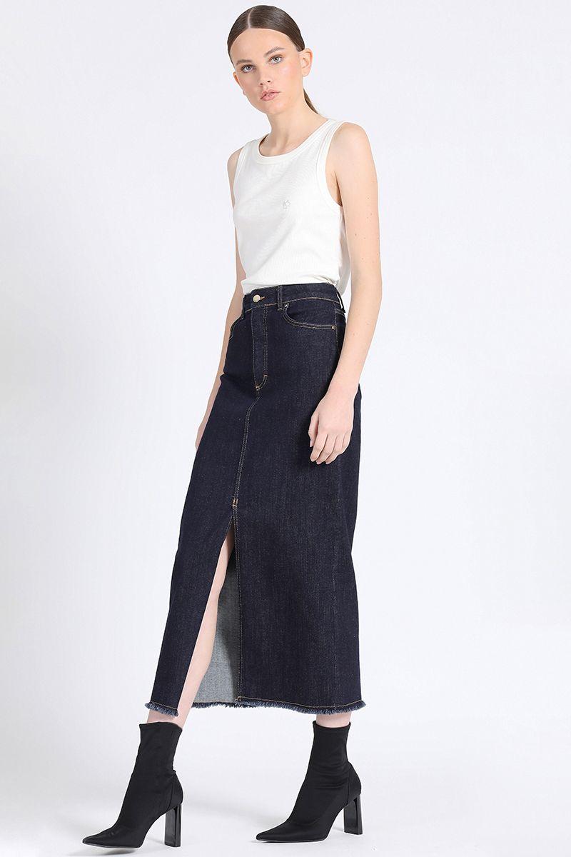 Falda Midi Denim Indigo Liola-0