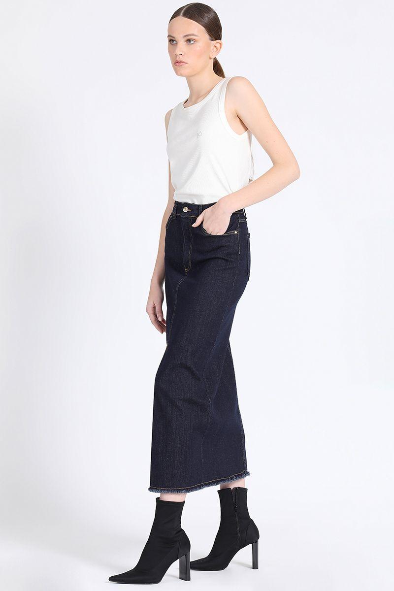 Falda Midi Denim Indigo Liola-3