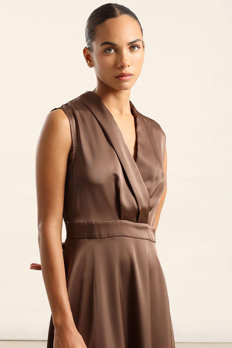 Vestido Midi Satin, Chocolate Liola-2
