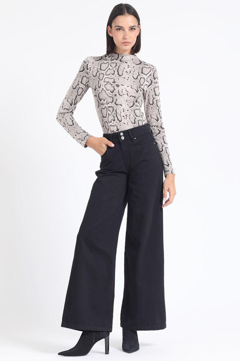 Pantalon Palazzo Tiro Alto, Procesado, Negro Liola-0