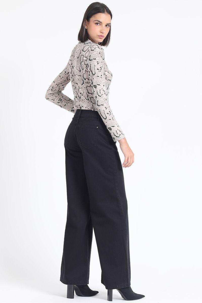 Pantalon Palazzo Tiro Alto, Procesado, Negro Liola-3