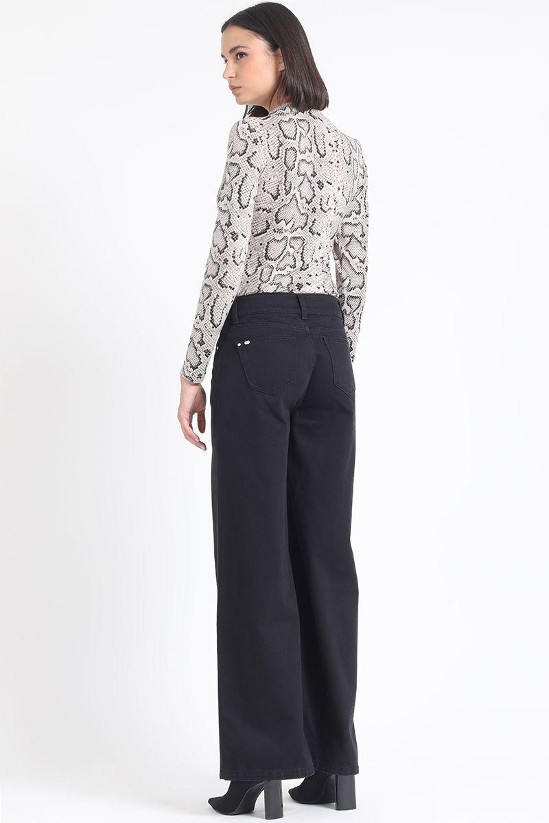 Pantalon Palazzo Tiro Alto, Procesado, Negro Liola-4