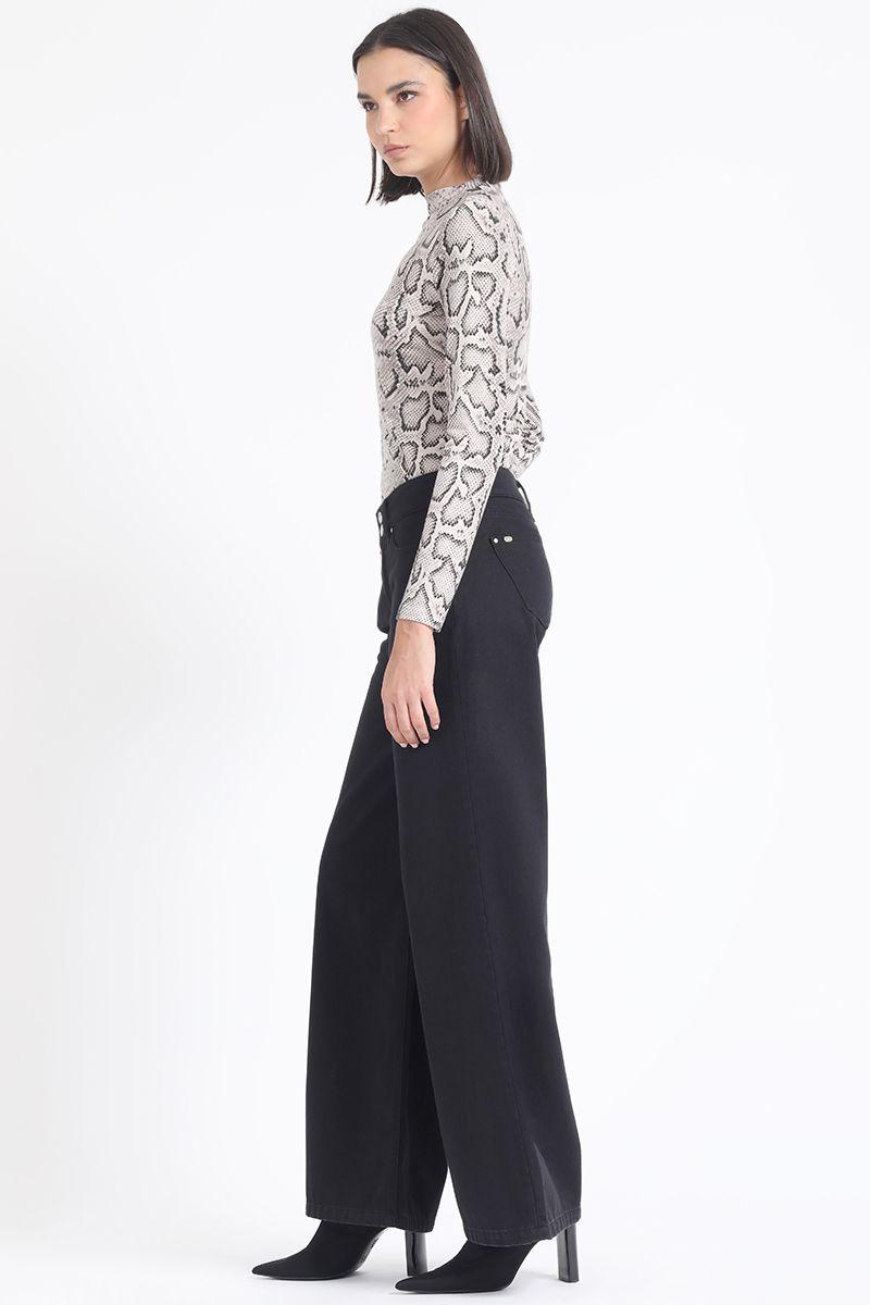 Pantalon Palazzo Tiro Alto, Procesado, Negro Liola-5