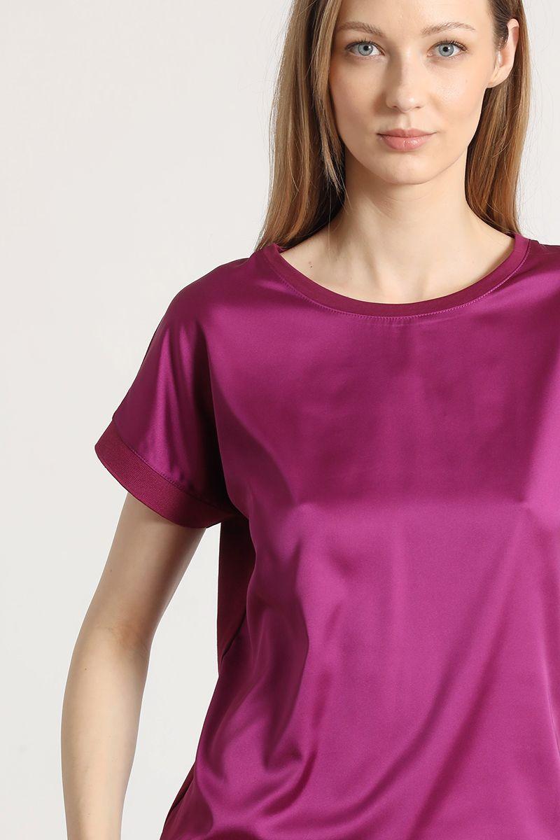 Polera básica satin Liola mujer violeta-5