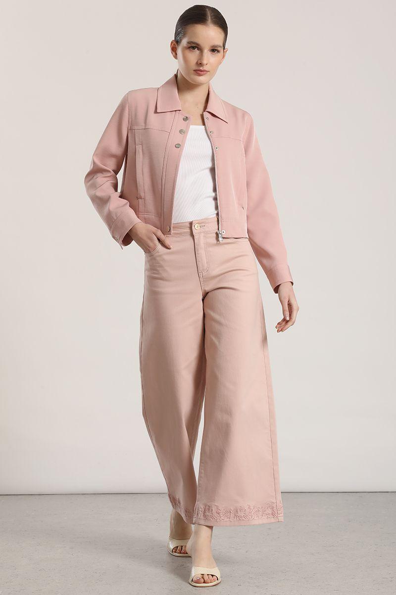 Jeans wide leg bordado liola mujer rosa-2