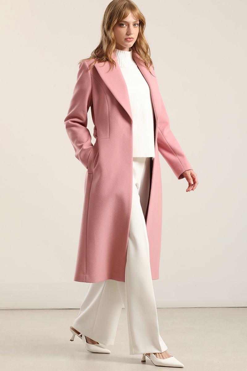 Abrigo Largo Basico, Muflon Rosa Liola-4