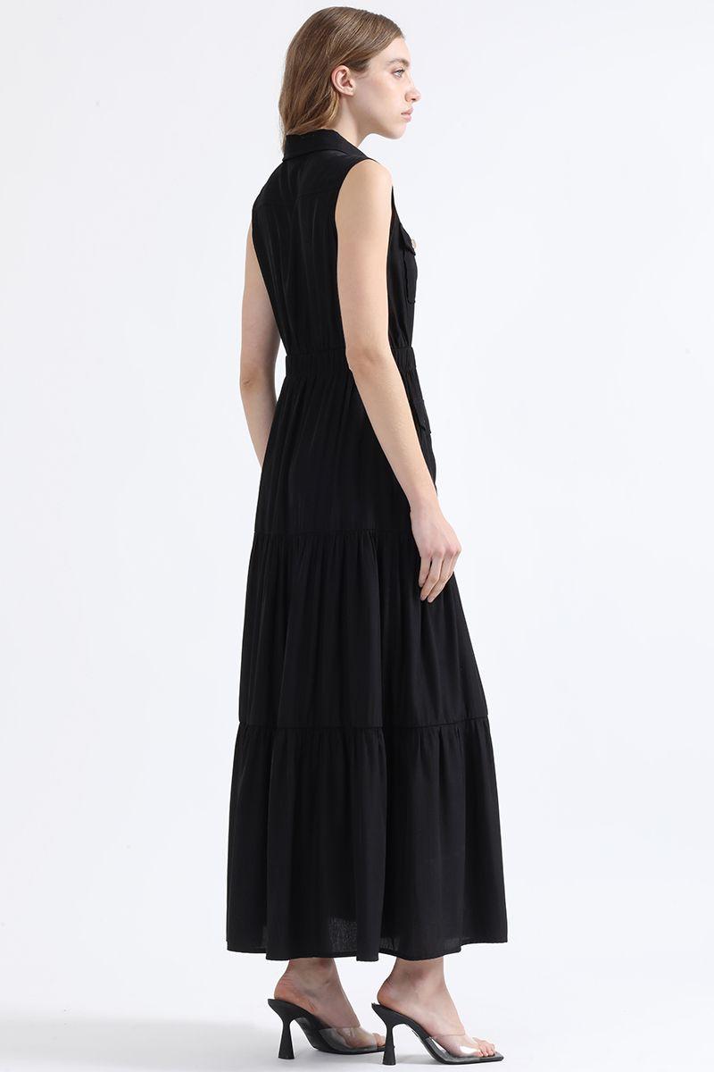 Vestido Maxi Cargo, Negro Liola-4