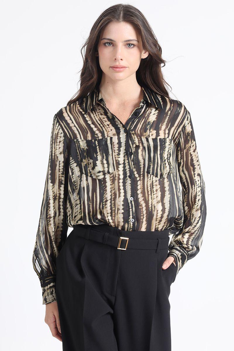 Blusa Estampado Fantasia Con Lurex, Negro Liola-0