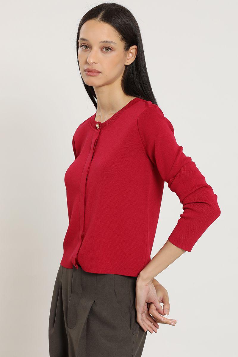 Cardigan punto, boton fantasia, guinda Liola-2