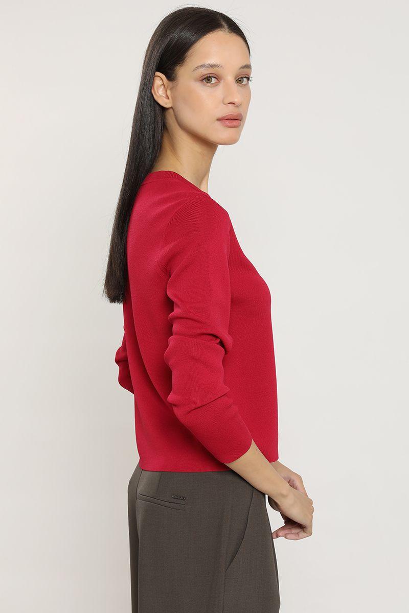 Cardigan punto, boton fantasia, guinda Liola-3