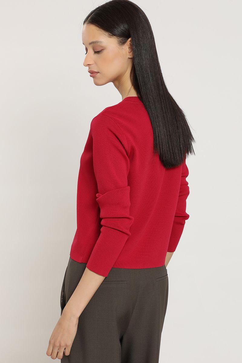 Cardigan punto, boton fantasia, guinda Liola-4